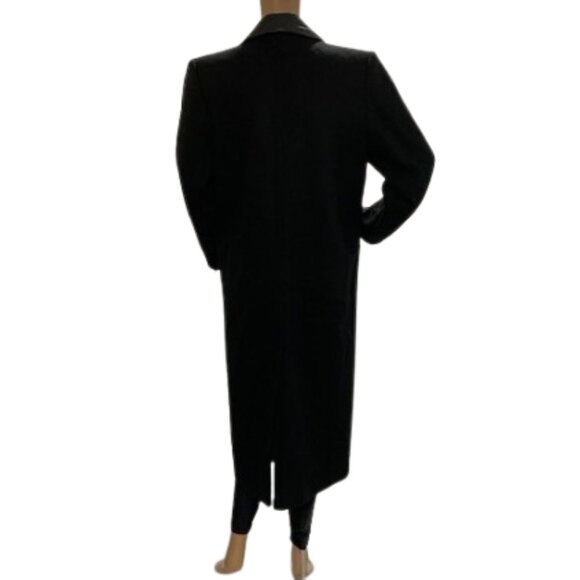 London Fog Full Length Black Double Breasted Wool Coat - Picture 5 of 8
